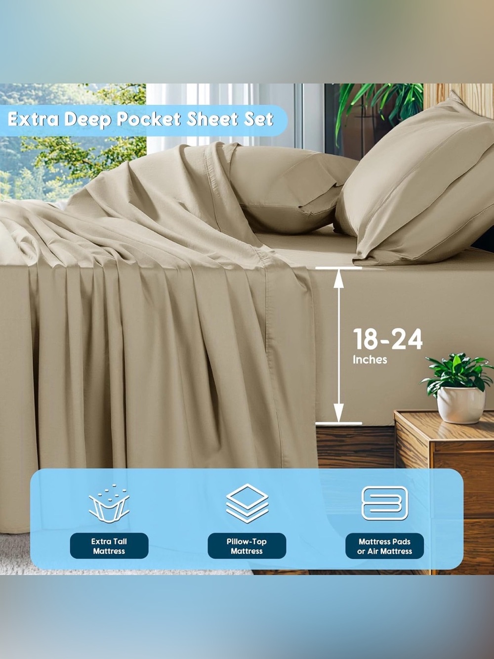 SONORO KATE 100% Egyptian Cotton Sheets Set